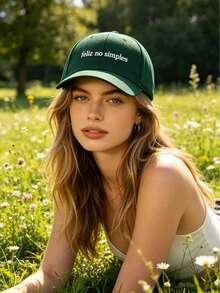 BONNY BOOM 1/2pcs Women's Embroidered "Feliz No Simples" Baseball Cap, Trucker Hat, Suitable For Outdoor, Spring/Autumn, Travel, Beach Vacation Casual Wear, Men's Sun Hat, Y2K Style Youth Cap, Football Match World Cup, Halloween, Christmas, Back To School Season Gift - Feliz No Simples - View 8