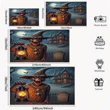 1pc Ghost Lantern, Bat And Moonlight Night Scene Banner, Gothic Theme Backdrop, Suitable For Haunted House Events, Parties, Carnivals And Photography Backgrounds, Indoor/Outdoor Party Decoration, Holiday Celebrations, Halloween Decor, Horror Atmosphere Decoration Supplies - Multicolor - View 4