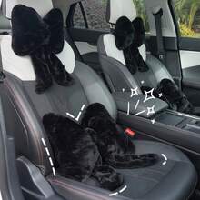 2 Pcs Car Neck Pillow Plush Bow Headrest Pillow Pink Leopard Seat Neck Support Accessories For Driving Travel - Pink - View 16