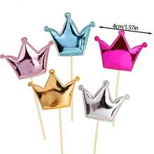 150pcs PU Heart-Shaped Cupcake Toppers, Colorful Cake Decorations, Crown And Star Cake Toppers, Suitable For Weddings, Parties, Birthdays, Baking, DIY Desserts, Fruits, Cakes - Multicolor - View 5