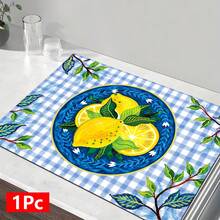 1pc, Home Decor, Lemon Plaid Pattern Printed Dish Drying Mat, Coffee Machine Absorbent Mat, Sink Drain Mat, Cup Absorbent Mat, Kitchen Supplies, Bathroom Supplies, Kitchen Countertop Decor - Multicolor - View 15