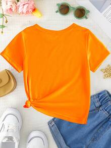 Versatile And Modern Casual T-Shirt For Girls With A Print Of The Phrase "My Grandmother Is My Best Friend". - 灰色 - 查看 3