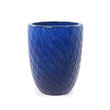 Large Handcrafted Ceramic Flower Pot, 42 Cm Diameter * 54 Cm Height, Royal Blue With Diamond Pattern, Breathable, Frost Resistant, With Drainage Holes For Large Indoor And Garden Plants. - A - 查看 8