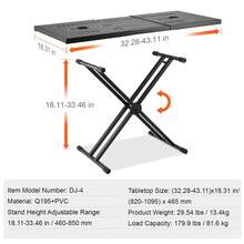 DJ Table Stand, (32"-43") X 18" Portable DJ Laptop And Controller Stand, Lightweight DJ Desk DJ Booth Adjustable Height DJ Stand, Foldable Double-X Keyboard Stand & Tabletop, Audio Mixer Stand - Black - View 11