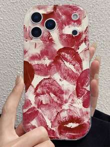 Rote Lippenabdrucke Geeignet Phone Case, Handyhülle Mit Blume Muster, Personalisiert Handyhülle, Creamy Smooth Texture, Wave Buffer Shock Absorption, Shockproof, Lightweight Anti Collision, For IPhone 11 Pro Max/12/12 Pro/12 Pro Max/13/13 Pro/13 Pro Max/14/14 Plus/14 Pro/14 Pro Max/15/15 Plus/15 Pro/15 Pro Max/16/16 Plus/16 Pro/16 Pro Max/X/XS/XS Max/17/17 Pro/17 Pro Max/Air - Multicolor - View 5