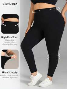 Plus Size Women's High Waist Yoga Pants, 4-Way Stretch, Tummy Control, Butt Lifting, Suitable For Workout, Running, Daily Wear Sports Black Fall - Black - View 8