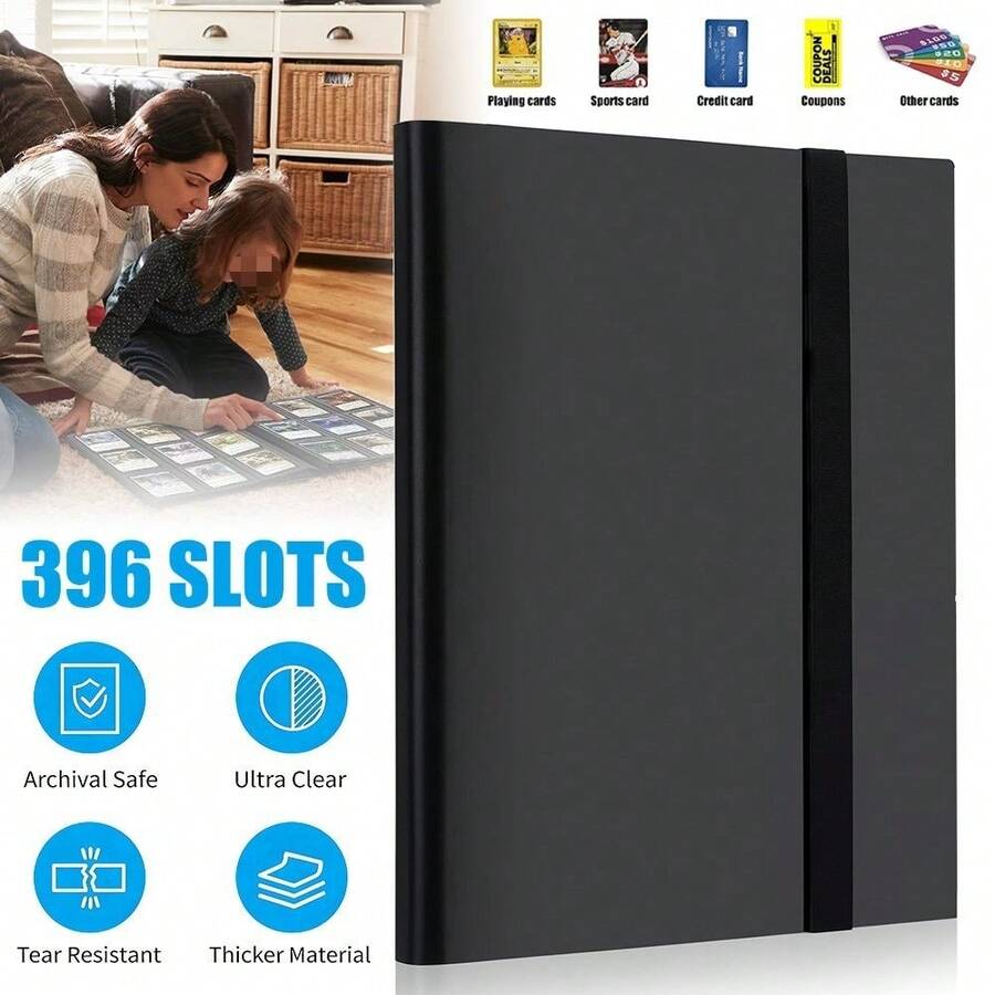 396-Slot Card Organizer, 22 Inner Pages, Elastic Band Closure, High-Quality Binder, Suitable For Sports, Games And Collectible Cards-Durable Protective Sleeve, Side-Mounted Design. - A - 查看 1