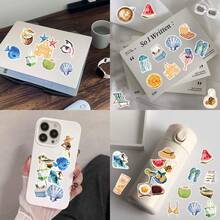 50pcs Aesthetic Summer Beach Vacation Stickers, Watercolor Decorative Vinyl Waterproof Stickers For Water Bottles, Guitars, Luggage, Phones, Phone Cases, Laptops, Skateboards, Gifts - Multicolor B - View 2