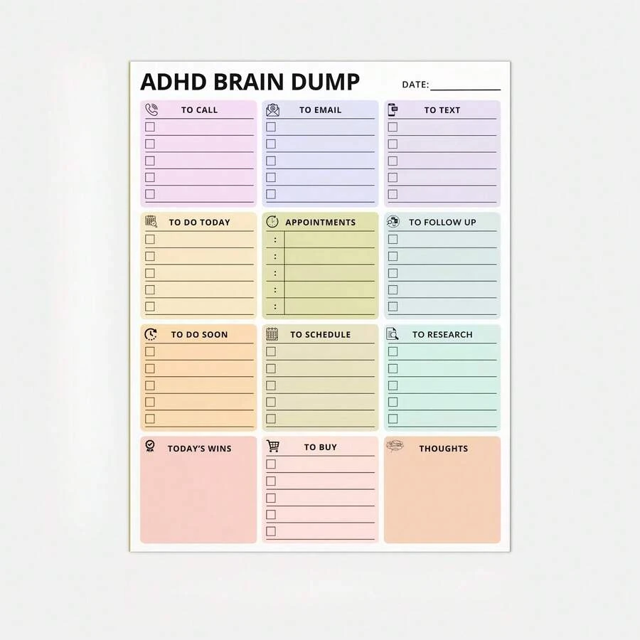 1pc 50 Sheets Tear-Off Planner/Macaron Color Brainstorming Organizer/ADHD Planner/Task Classification Planner/Suitable For Self-Planners, Planners, Self-Management Personnel, Personal Organizers - one-size - View 1