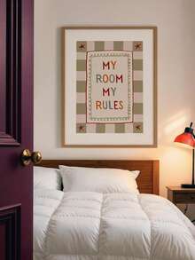 1pc Canvas Framed Wall Art Decor For Baby Room, "My Room, My Rules" Children's Theme Poster, Vintage Country Style Kids Bedroom Wall Decoration, Ready To Hang Framed Art, Suitable For Toddler Bedroom, Playroom, Teenager Corner, Imaginative Independent Space Theme Artwork, Vintage Style Kids Room Accent Decor, Kindergarten Decoration, Room Decor, Gift - Multicolor - View 5