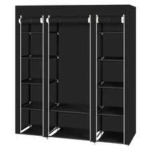 69 Inch Portable Closet Organizer Wardrobe Closet Clothes Organizer, Black Non-Woven Fabric Clothes Closet Wardrobe Storage Organizer, Easy Assembly Sturdy Durable Garment Storage For Bedroom - 1 - View 8