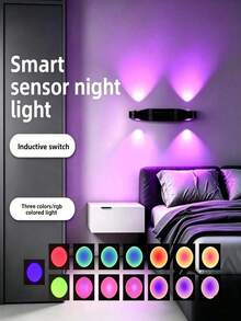 1pc Dual-Pupil Four-Cat Eye Motion Sensor Magnetic Night Light, Rechargeable Wall Lamp, Suitable For Hallway, Bedroom, Stairs And Living Room Smart Sensor Night Light, No Drilling Required, Soft Light For Better Sleep, Easy Installation, Light, Lamp, Bedroom Light, Bedroom Lighting, Bedroom, Light, Small Light, Gift - Double Pupils and Four Cat Eyes - View 14