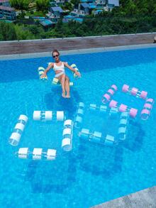 Striped Transparent Glitter Mesh Inflatable Water Hammock Float, Adult Square Pool Lounge Chair, Suitable For Summer Beach Swimming - Multicolor - View 2