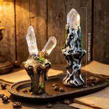 Handmade Transparent Quartz Crystal Cluster Decor, Vintage Tree Root Sculpture, Wiccan Altar Ornament, Bohemian Style Home Office Witchcraft Decoration, For - Multicolor - View 3