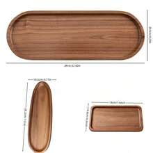 Light Luxury Solid Wood Tray - Oval Wooden Tray, Coffee Tray, Snack Tray, Dessert Tray, Easy To Clean, Appetizer Platter, Serving Plate, Dish, Platter, Party Supplies Suitable For Sushi, Desserts, Snacks, Fruits - Suitable For Holiday Gifts, Christmas, Halloween Party, Kitchen Storage Rustic Style Tableware, Kitchen Accessories, Picnic - View 5