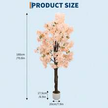 Artificial Cherry Blossom Tree for Home & Office – 4/5/6ft Realistic Faux Flower Plant, White or Pink Blooms, Decorative Potted Tree, Single Tree - hellrosa, 180 cm - Übersicht 5