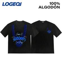 Playera Oversize Hombre% Algodón 200g Streetwear Sadboy| Camiseta Suelta, moda urbana casual de manga corta para uso diario, ropa de verano unisex, streetwear - Multicolor - Ver 2