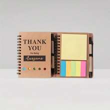 1 Set Spiral Bound Inspiration Notebook, Thank You Gift, Employee Appreciation Gift, With Sticky Notes And Motivational Pen - A - View 4