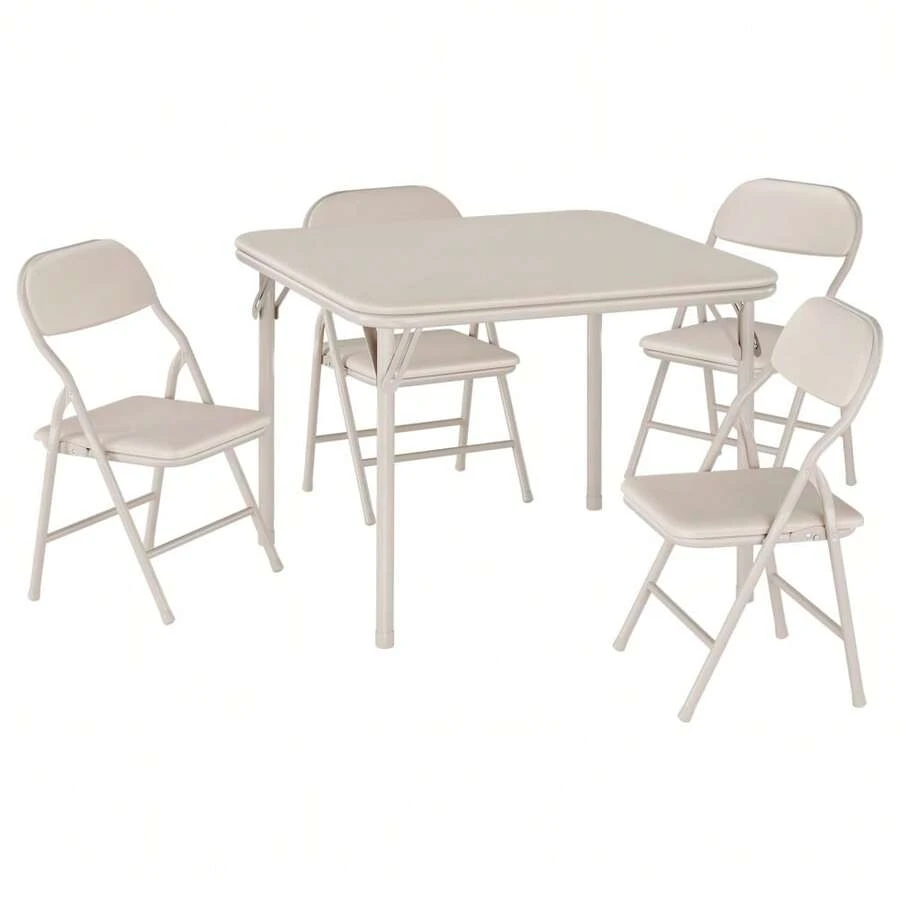 Collapsible Kids Table And Chairs Set – Space-Saving Children's Furniture – Durable Metal Frame – Easy Storage – Ideal For Dining, Learning, Play, Daycare, Study Room - Beige - View 1