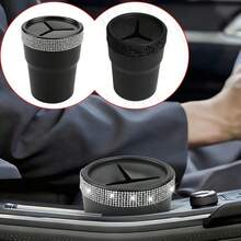 Rhinestone Car Coin Holder, Luxury Design, Practical Coin Storage, Place In Car, Dual-Purpose, Create Elegant Car Interior - Car Diamond-encrusted Coin Box - View 10