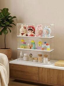 Haus Hana 1pc Handmade Acrylic Display Case, Dust-Proof Showcase Storage Box, Transparent Desktop Stackable Container, Suitable For Mini Dolls, Toys And Jewelry - Multicolor - View 2