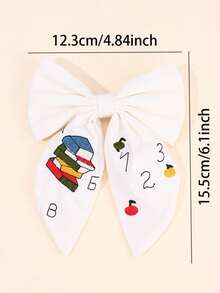 1pc Back To School Embroidered Hair Bow Clip With Book Numbers,Educational Classroom Hair Accessory,Academic Hairpin,School Math Bow,Teens Clip Girls - Multicolor - View 5