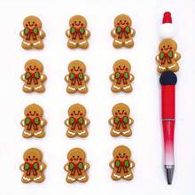 5-Piece Set Of New Christmas 3D Gingerbread Men With Bow Silicone Beads And Bead Combo, Christmas-Themed Spacer Beads, DIY Keychain And Bracelet Crafting Beads, Lanyard, And Holiday Gift DIY Materials - 3DHDJJBR Beads - View 5