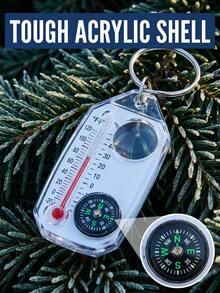 Multifunctional Compass Keychain With Thermometer And Magnifier Clear Acrylic Bag Charm For Men Women Sleek Portable Compass Key Chain For Forest Treks Backpack Accessories Fishing Equipment Camping Hiking Cycling Cruise Travel Essentials - Multicolor - View 4