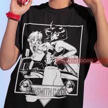 Camiseta Unisex de Anime Gunsmith Cats Rally Vincent, Camiseta Retro Manga Waifu - Negro - Ver 2