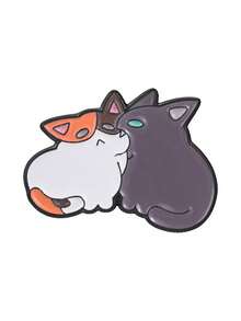 Cute Hugging Cat Enamel Pin - Candy Gray And Plaid Cat Brooch Pin - Cute Cartoon Animal Badge - Backpack, Clothing, Jewelry - Gift For Cat Lovers - Multicolor - View 10