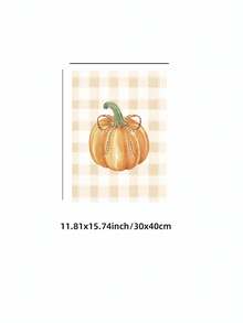1pc Frameless Watercolor Pumpkin With Bow Plaid Fall Cozy Autumn Wall Art Poster Print For Apartment Living Room Bedroom Dorm Party Decor, Room Decor, Prints For Wall - Frameless - View 12