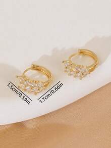 1 Pair Copper Sweet Elegant Wheat Ear Studs Niche Personalized Fashion Versatile Earrings Elegant Design Suitable For Teenage Girls Daily And Holiday Wear - Gold - View 3