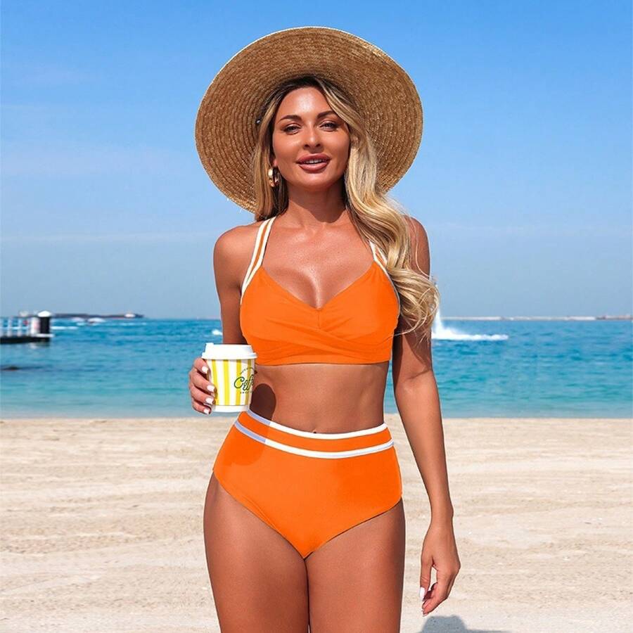 Wholesale Women's Two-Piece Bikini Sets - X262006 Orange - View 1