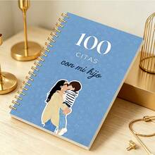 1pc A5 Size 100 Date Spiral Notebook, Spanish Version, Minimalist Mother Son Diary | Designed To Record Warm Moments And Strengthen Family Relationships, Ideal Mother's Day Gift School Supplies - A5 - View 3