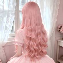 32 Inch Pink Big Wavy Curly Wig, Natural Voluminous, Heat-Resistant Synthetic Fiber, Suitable For All Women For Daily Wear, Halloween, Music Festival And Other Occasions - Pink - View 3