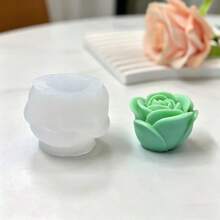 玫瑰花造型香氛蠟燭矽膠模具，適用於DIY香氛蠟燭、擴香石、樹脂翻模，可重複使用、耐熱、易脫模，適合作為節日禮物氛圍裝飾或居家裝飾矽膠模具 - A-白色 - 查看 3