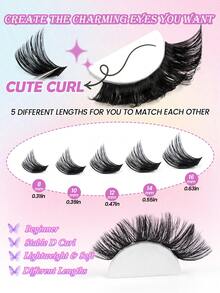 MAANGE 140 Clusters 160P Fluffy False Eyelashes, 8-16mm, Large Capacity, Anime-Style Lightweight Cluster False Eyelashes, Mixed Length, Cluster Eyelash Extensions, Thick And Voluminous Single False Eyelashes, Suitable For Home Use, Creating Thick, Fluffy And Natural Makeup, DIY Home Makeup, Large Capacity Single Eyelash Book, False Eyelashes, Eyelash Clusters, Eyelashes, Fluffy Eyelashes - Black - View 10