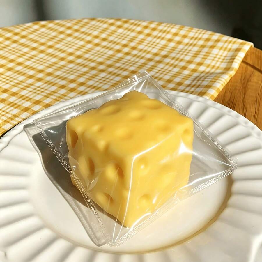 3/2/1pc Square Cheese Squeeze Toy, Stress Relief Toy, Rich Milky Aroma, Yellow Cube Shape, Squeezable, Cute And Fun, Suitable For Christmas, Mother's Day, Father's Day And Halloween, Random Color And Style