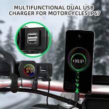 1 Drag 3 Motorcycle Charger Voltage Temperature Digital Display Dual USB Mobile Phone Charger 5V3a Car Charger - Temperature and Voltage Display, Dual USB Charger - View 3