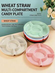 3pcs Divided Serving Trays, 10-Inch Shatterproof Chip & Dip Platter, Melamine Compartment Snack Server, Suitable For BBQ Picnic Party, Dishwasher , Ideal For Fruit, Vegetables, Candy, Snacks, Desserts - Five-grid Plate - View 5