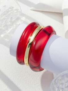 3pcs/Set Women's Personalized Fashion Exaggerated Wide Cuff Bracelet Set, Suitable For Daily Wear (Electroplated Random) - Multicolor - View 4