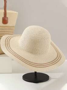1pc Women's Bohemian Style Wide Brim Straw Hat And 1pc Woven Shoulder Bag Set, Elegant Sun Hat Beach Tote Bag, Suitable For Outdoor Leisure, Travel, Vacation - Hat and Bag Set - View 13
