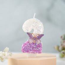 1PC Birthday Candle Gradient Purple Glitter Number 0-9 Candle With Purple Butterfly Decor, Cake Topper For Birthday Anniversary Party - Purple - View 16