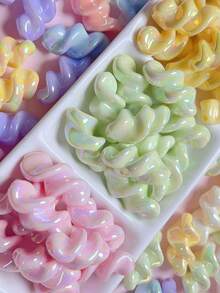6pcs 15*30mm UV Solid Color Glow-In-The-Dark Wavy Spiral Straight Hole Acrylic Colorful Threaded Beads DIY Phone Chain Stringing Material Accessories - Threaded Beads - View 3