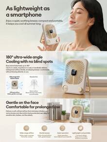 Lenovo SUNYAO FS002 Ultra-Thin Desktop Circulation Mini Fan, 100-Speed Stepless Adjustment, 1200mAh Large Capacity Long Battery Life, LED Digital Battery Display, 40dB Deep Sea Quiet Low Noise, Foldable Stand Lightweight Portable Body, Mini Desktop Cooling Fan For Office, Study, Bedroom, Sleep, Home Use - View 6