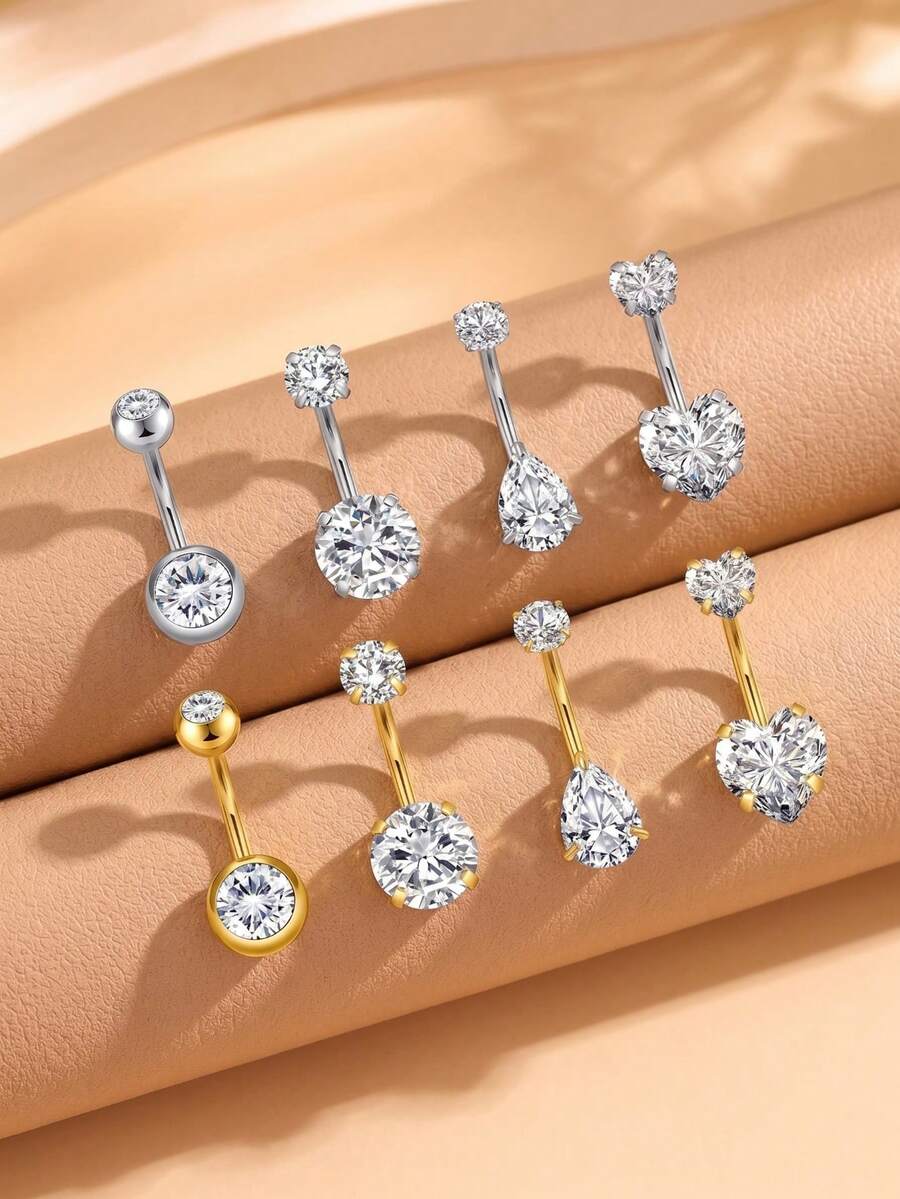 1pc Sexy 14G Belly Button Ring Belly Rings Belly Button Piercing Jewelry For Women Belly Button Rings Belly Ring Neval Rings For Beach Vacation - Multiple Styles - 1.6*10mm - View 1
