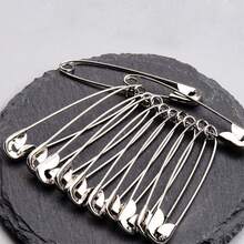 10pcs Fashion Safety Pins, Multi-Size Stainless Steel Straight Pins, High Toughness And Durable, Anti-Rebound Design, Clothing Anti-Exposure / Home / Sewing / Emergency Repair Universal Pins, Stainless Steel Straight Pins, Suitable For DIY Crafts, Sewing, First Aid Kit, Handmade Tools - Silver - View 4