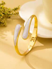 1pc Fashion Exaggerated Metal Enamel Geometric Water Drop Shape Round Bracelet Suitable For Women's Daily And Party Wear - Geometry - View 8