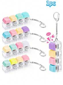 4-In-1 Mechanical Keyboard Keychain Relief Ornament, Adult Stress Relief Sound Clicker, Portable EDC Accessory, Anxiety Relief Desktop Decor For Office, Gaming & Leisure, Macaron Multi Color - Multicolor - View 9