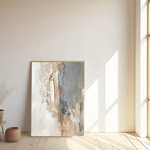 Modern Frameless Canvas Wall Art Poster, Blue Gray Brown Minimalist Textured Abstract Decor, Modern Abstract Living Room Bedroom Office Decoration, Artistic Design - 222 - View 3